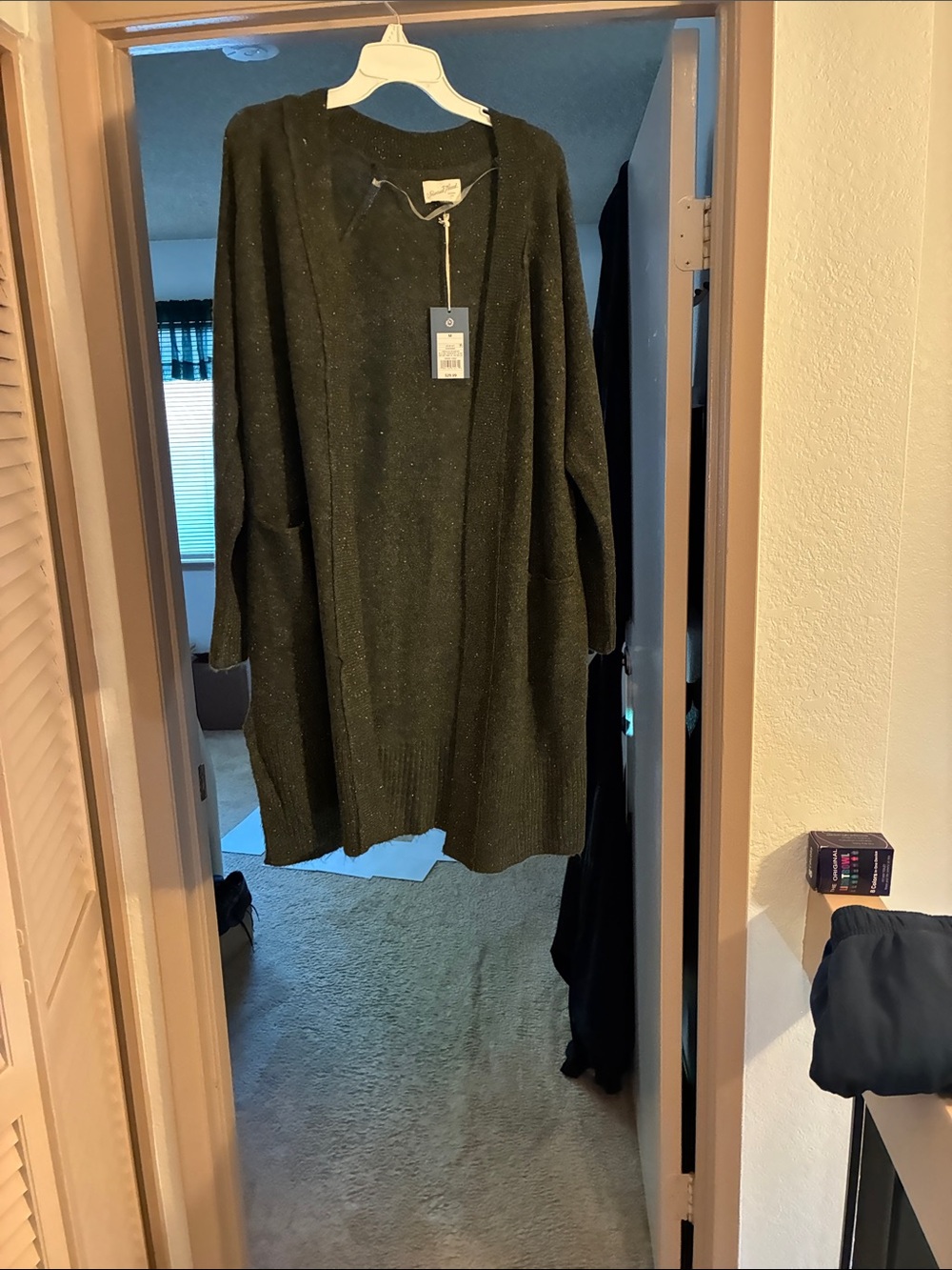 Women Dark Green Long Knit Cardigan Sweater
